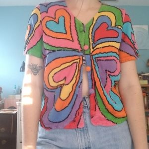 Psychedelic rainbow heart sweater